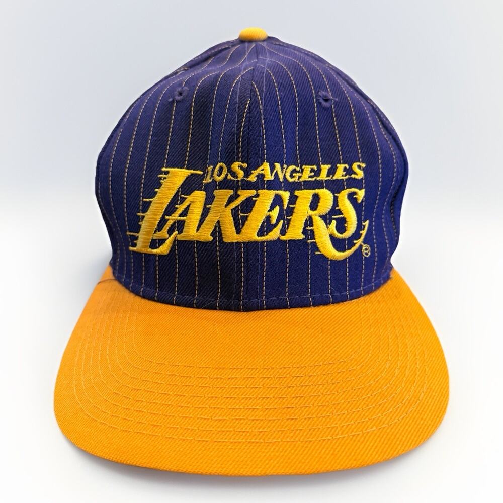 Vintage Sports Specialties Los Angeles Lakers Pinstripe Snapback Hat Wool Cap